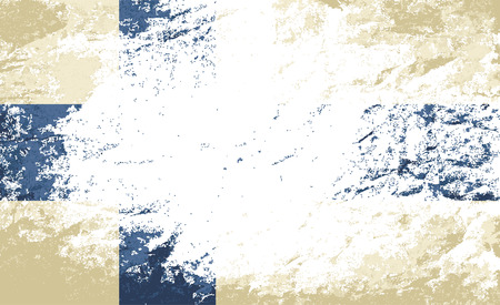 Finnish flag. Grunge background. Vector illustrationのイラスト素材