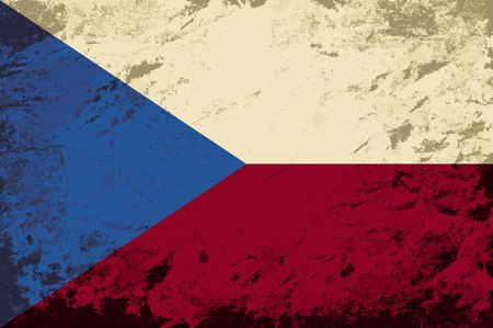 Czech flag. Grunge background. Vector illustrationのイラスト素材