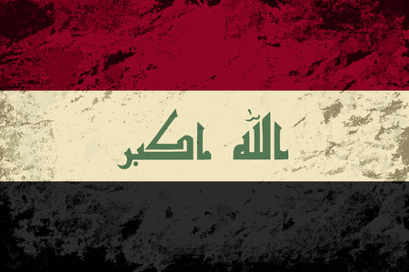 Iraqi flag. Grunge background. Vector illustrationのイラスト素材