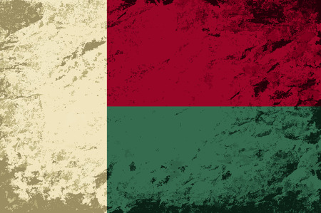 Madagascar flag. Grunge background. Vector illustrationのイラスト素材