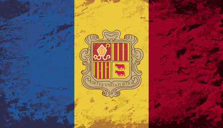 Andorran flag. Grunge background. Vector illustrationのイラスト素材
