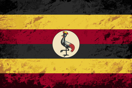 Ugandan flag. Grunge background. Vector illustrationのイラスト素材