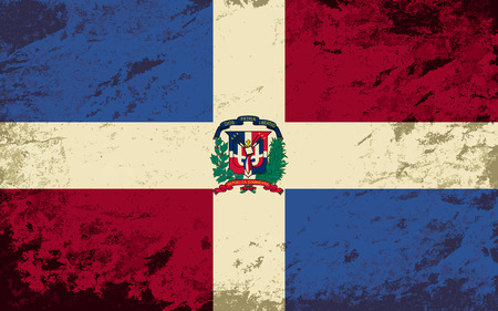 Dominican Republic flag. Grunge background. Vector illustrationのイラスト素材