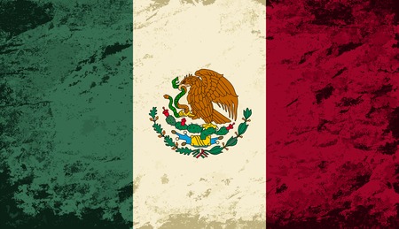 Mexican flag. Grunge background. Vector illustrationのイラスト素材