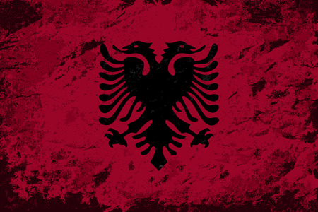 Albanian flag. Grunge background. Vector illustrationのイラスト素材