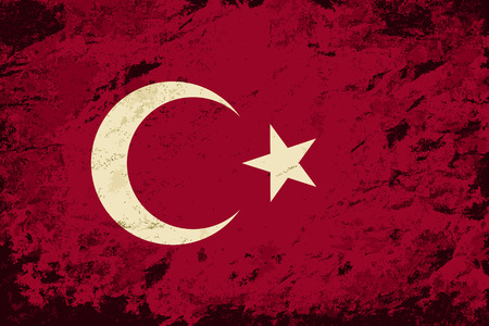 Turkish flag. Grunge background. Vector illustrationのイラスト素材