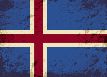 Icelandic flag. Grunge background. Vector illustrationのイラスト素材