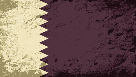 Qatar flag. Grunge background. Vector illustrationのイラスト素材