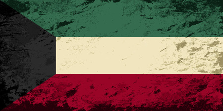 Kuwait flag. Grunge background. Vector illustrationのイラスト素材