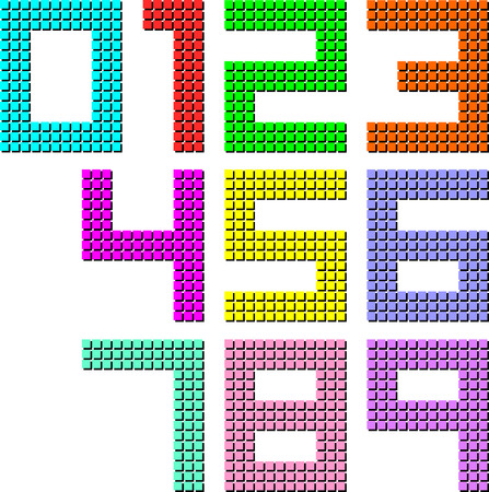 Set of pixel digit numbers. Vector illustrationのイラスト素材