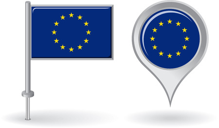 European Union pin icon and map pointer flagのイラスト素材