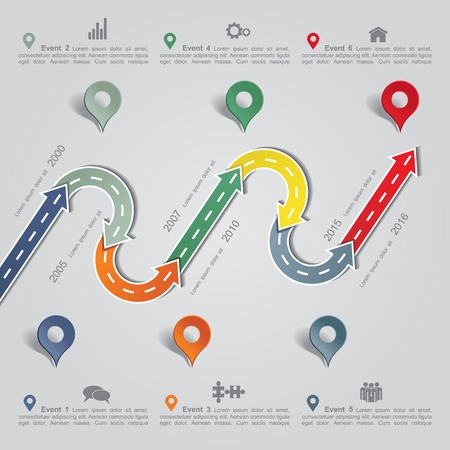 Infographic report template with arrows and icons. Vectorのイラスト素材