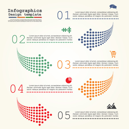 Abstract infographic with dots arrows. Can be used for workflow layout. Vector illustration Eps8.のイラスト素材