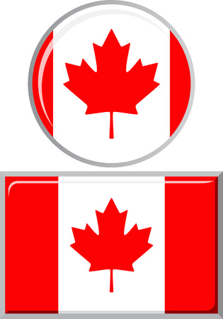 Canadian round and square icon flag. Vector illustration Eps 8.のイラスト素材