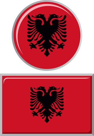 Albanian round and square icon flag. Vector illustration Eps 8.のイラスト素材