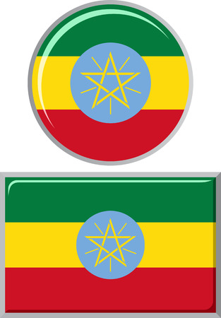 Ethiopian round and square icon flag. Vector illustration Eps 8.のイラスト素材