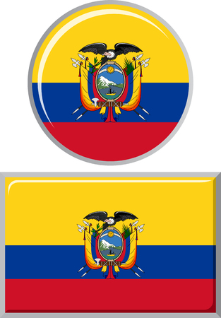 Ecuadorian round and square icon flag. Vector illustration Eps 8.のイラスト素材