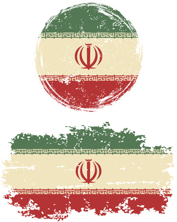 Iranian round and square grunge flags. Vector illustration. Grunge effect can be cleaned easily.のイラスト素材