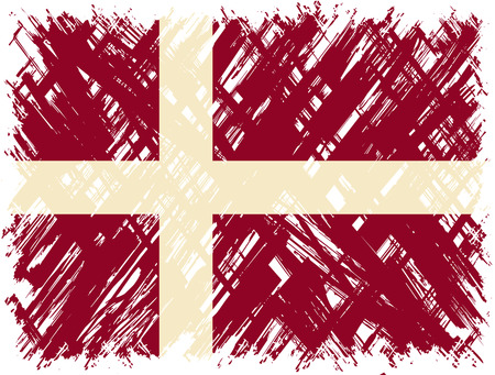 Danish grunge flag. Vector illustration. Grunge effect can be cleaned easily.のイラスト素材
