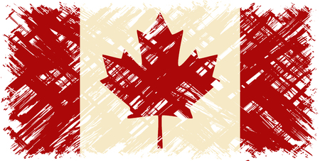 Canadian grunge flag. Vector illustration. Grunge effect can be cleaned easily.のイラスト素材