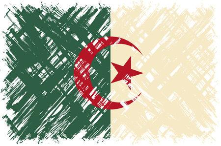 Algerian grunge flag. Vector illustration. Grunge effect can be cleaned easily.のイラスト素材