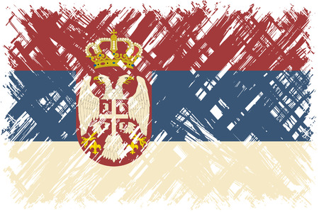 Serbian grunge flag. Vector illustration. Grunge effect can be cleaned easily.のイラスト素材