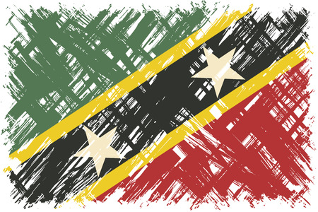 Saint Kitts and Nevis grunge flag. Vector illustration. Grunge effect can be cleaned easily.のイラスト素材