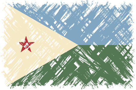 Djibouti grunge flag. Vector illustration. Grunge effect can be cleaned easily.のイラスト素材