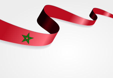 Moroccan flag wavy abstract background. Vector illustration.のイラスト素材