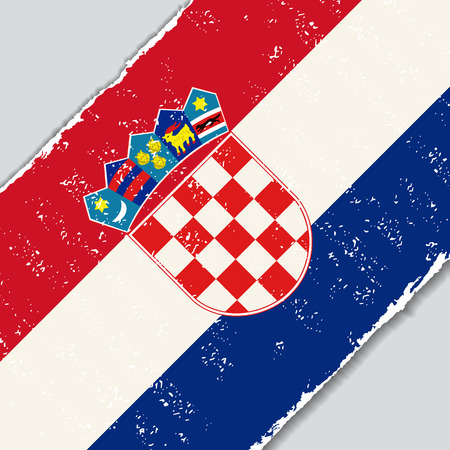 Croatian grunge flag diagonal background. Vector illustration.のイラスト素材