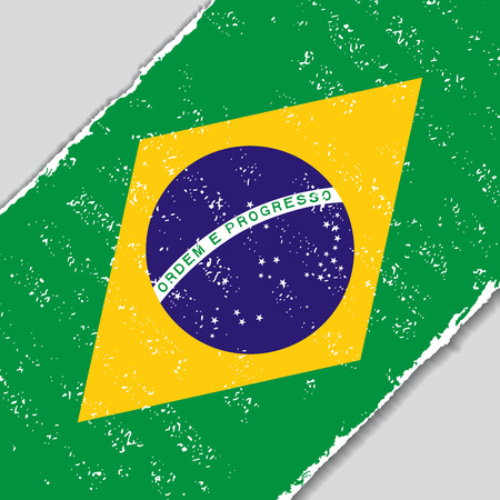 Brazilian grunge flag diagonal background. Vector illustration.のイラスト素材