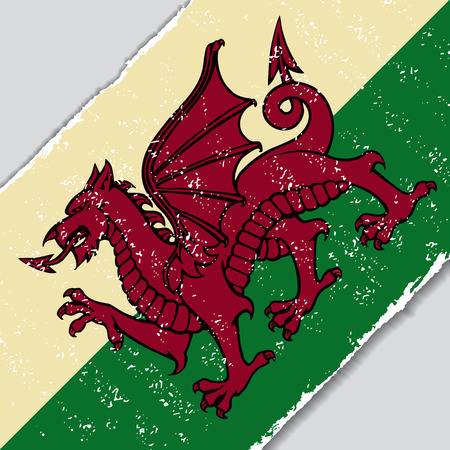 Welsh grunge flag diagonal background. Vector illustration.のイラスト素材