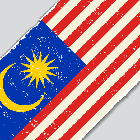 Malaysian grunge flag diagonal background. Vector illustration.のイラスト素材