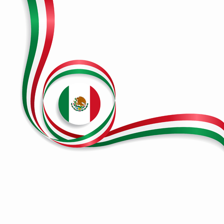Mexican flag wavy abstract background. Vector illustration.のイラスト素材