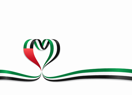 United Arab Emirates flag heart-shaped wavy ribbon. Vector illustration.のイラスト素材