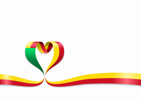 Benin flag heart-shaped wavy ribbon. Vector illustration.のイラスト素材