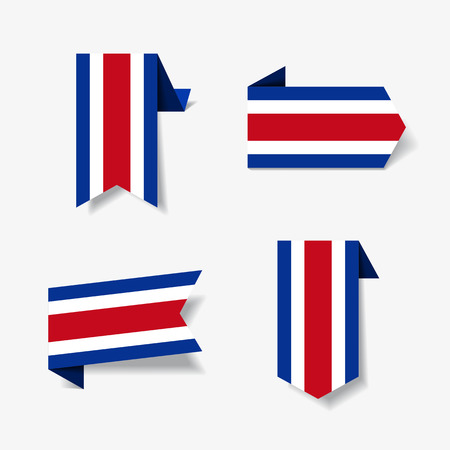 Costa Rican flag stickers and labels set. Vector illustration.のイラスト素材