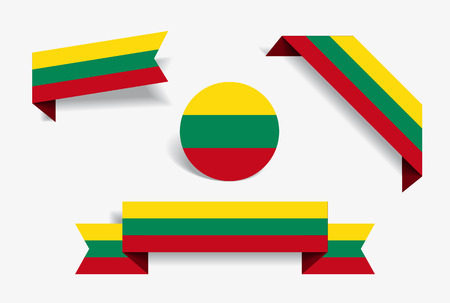 Lithuanian flag stickers and labels set. Vector illustration.のイラスト素材