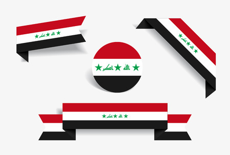 Iraqi flag stickers and labels set. Vector illustration.のイラスト素材