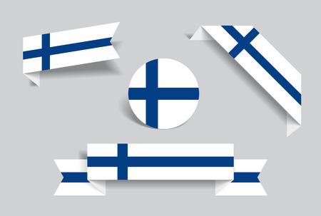 Finnish flag stickers and labels set. Vector illustration.のイラスト素材