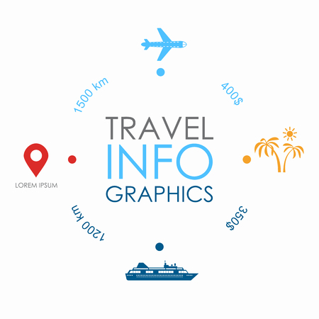 Travel infographic design template with place for your data. Vector illustration.のイラスト素材