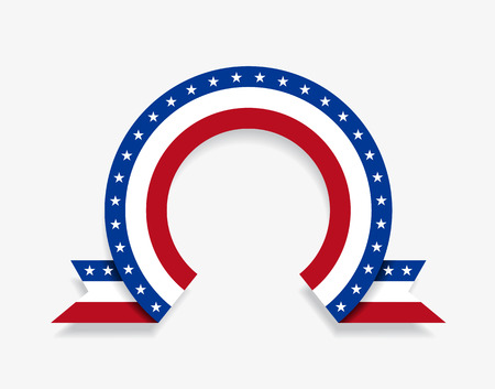 American flag rounded ribbon abstract background. Vector illustration.のイラスト素材