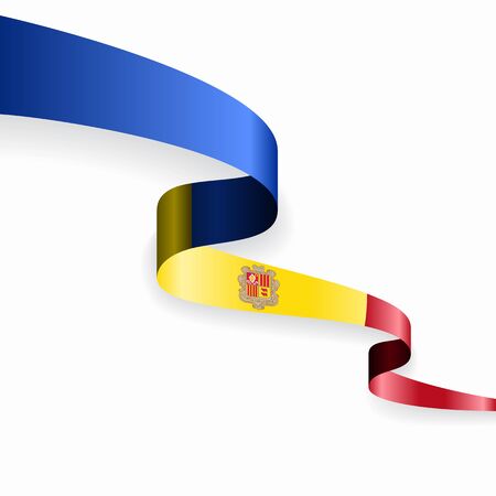 Andorran flag wavy abstract background layout. Vector illustration.のイラスト素材