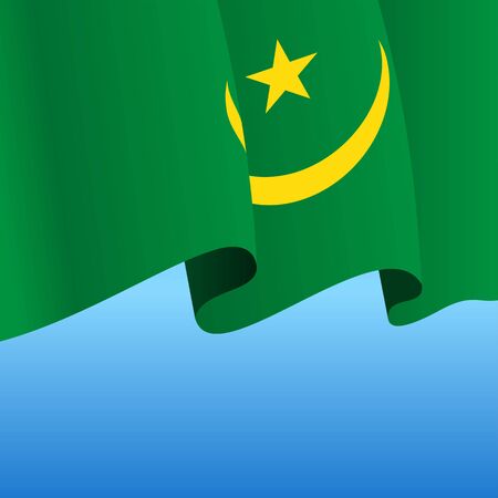 Mauritanian flag wavy abstract background. Vector illustration.のイラスト素材
