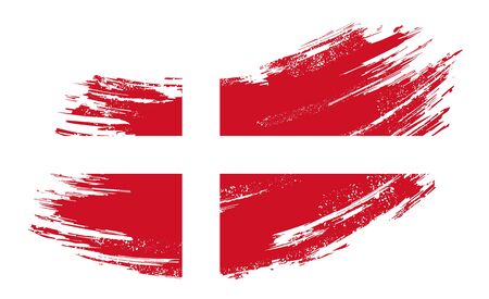 Danish flag grunge brush background. Vector illustration.のイラスト素材