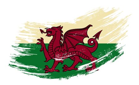 Welsh flag grunge brush background. Vector illustration.のイラスト素材