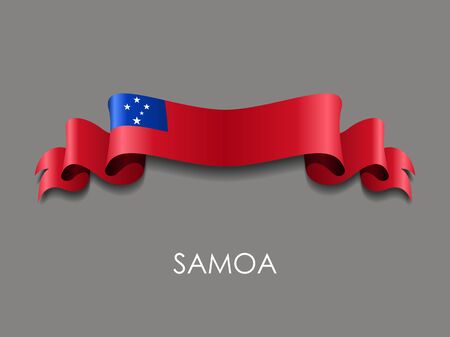 Samoan flag wavy ribbon background. Vector illustration.のイラスト素材
