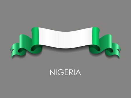 Nigerian flag wavy ribbon background. Vector illustration.のイラスト素材