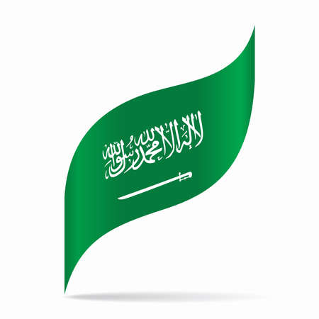 Saudi Arabian flag wavy abstract background. Vector illustration.のイラスト素材