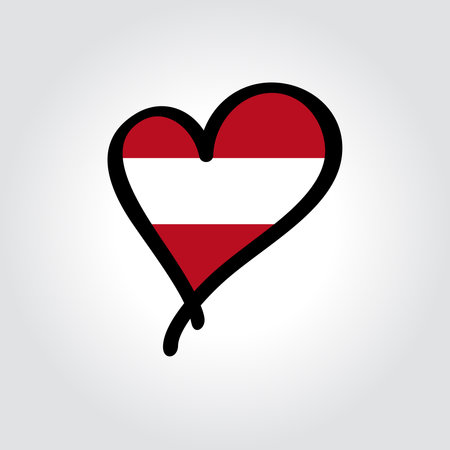 Austrian flag heart-shaped hand drawn . Vector illustration.のイラスト素材